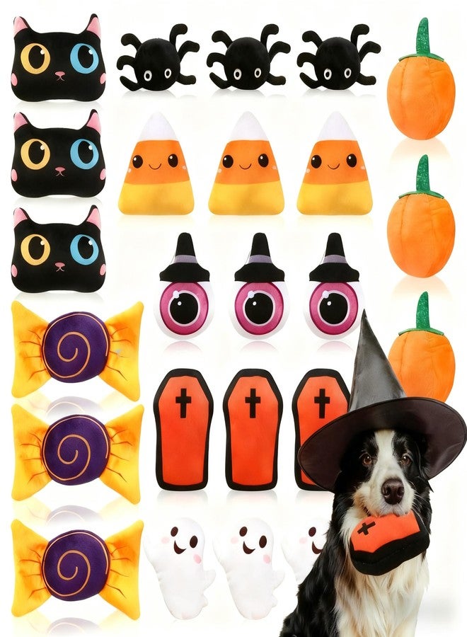 مجموعة SilTriangle المكونة من 24 قطعة من ألعاب المضغ المحشوة على شكل أشباح وخفافيش وعناكب للهالوين، مناسبة للحيوانات الأليفة الصغيرة والمتوسطة الحجم، لتنظيف أسنانها وتدريبها. - Image 1